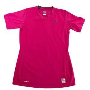 Nike Pro Womens Athletic Sport Workout T-Shirt V-Neck Small Pink